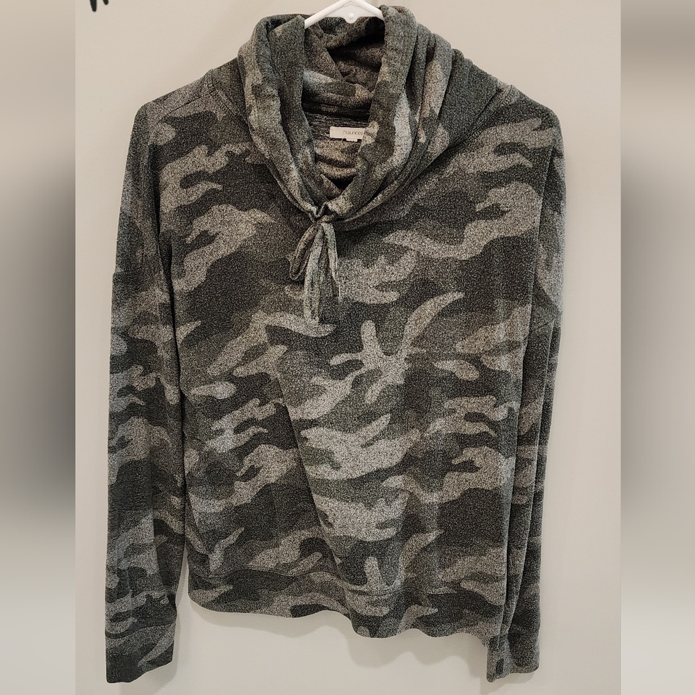 Camo cowl neck pullover
